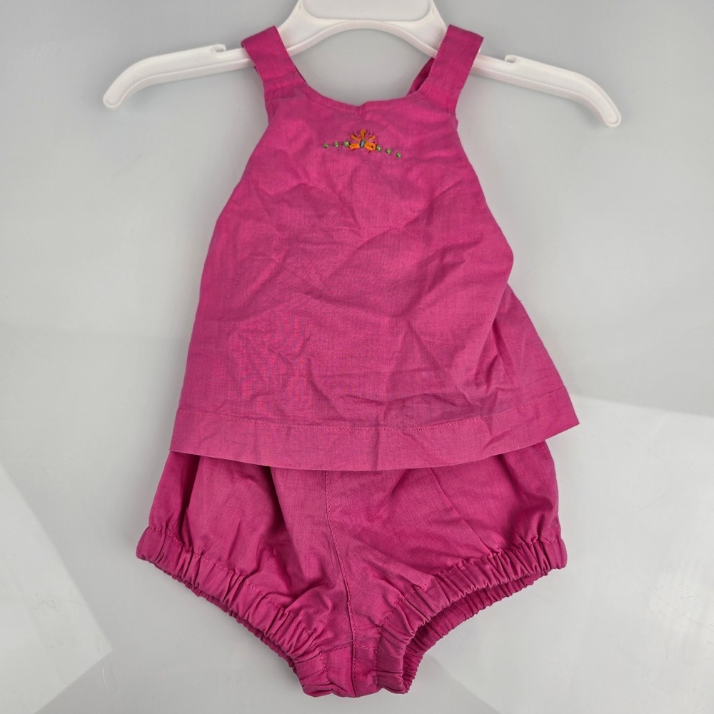 Baby Gap Girl Clothes Pink Cotton Outfit Tank Bloomers Set 0-3 M Vintage 2002